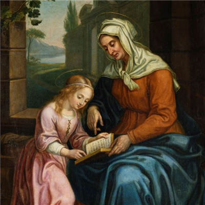 Odstiranja: Matevž Langus: Sv. Ana uči Marijo brati