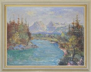 Josip Potočnik - Sava - pogled na Kočno in Grintovec