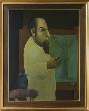 Jože Tisnikar - Avtoportret s krokarjem