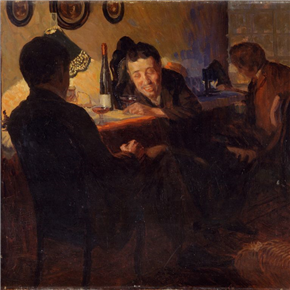 Odstiranja: Ivan Žabota, Večer v študentovski sobi, 1905