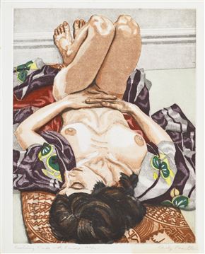 Philip Pearlstein - Reclinng Nude with Kimono